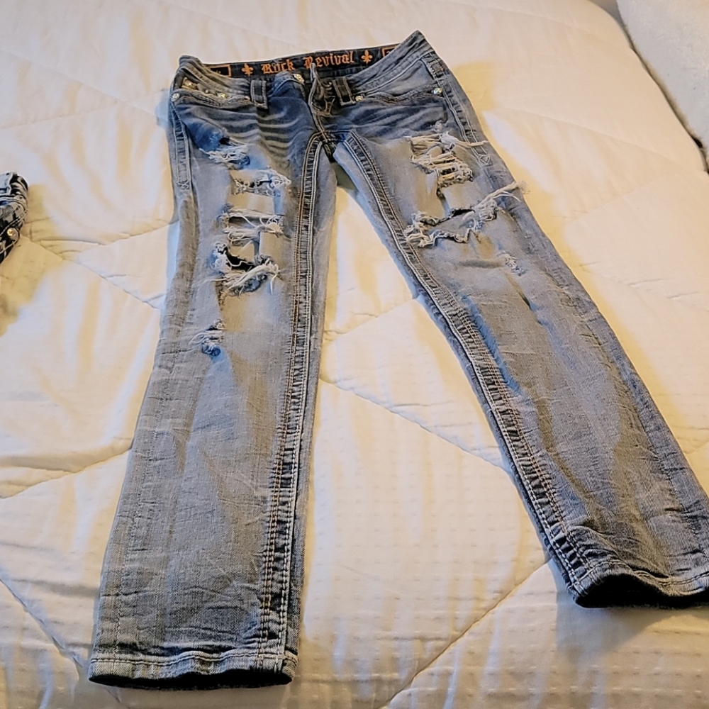 Rock revival destruction jeans